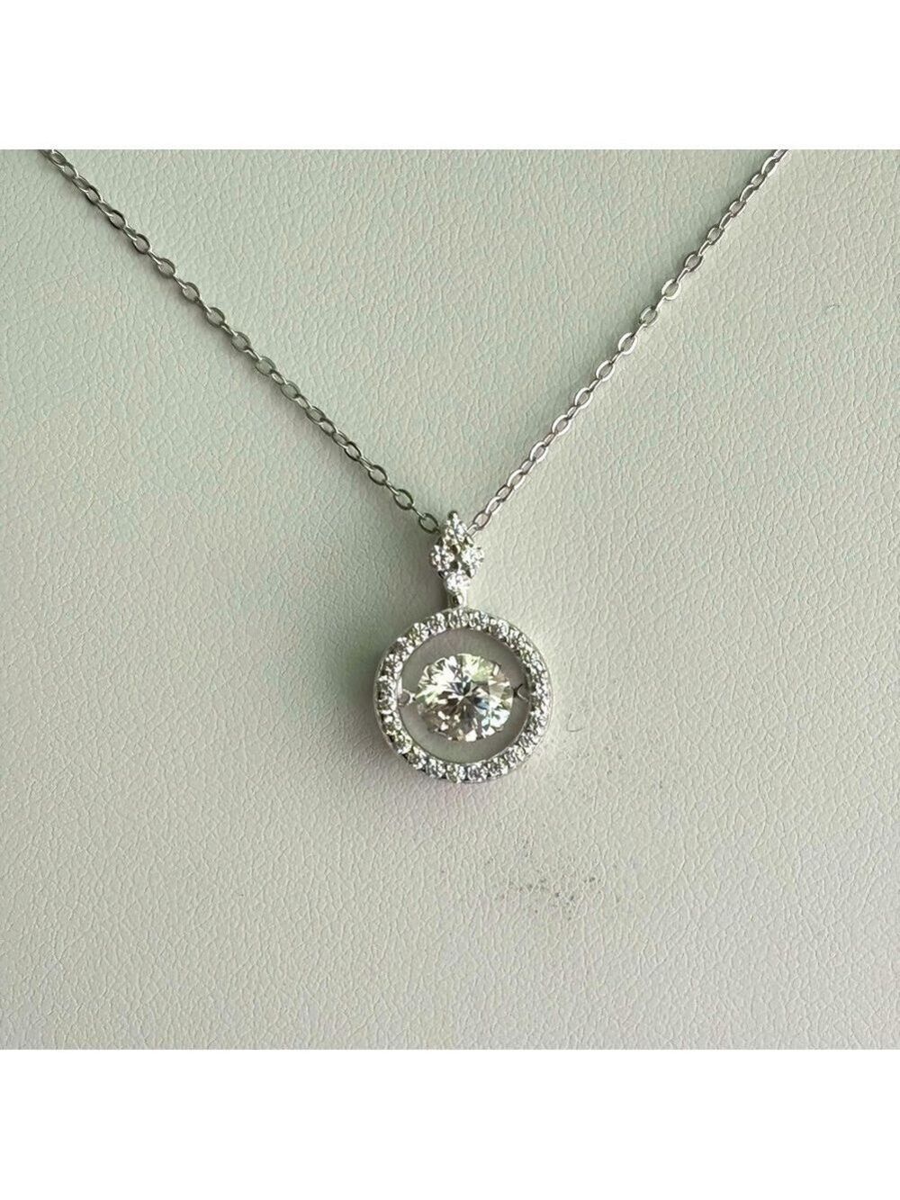 Moissanite Halo Pendant Necklace, 1 ct tw